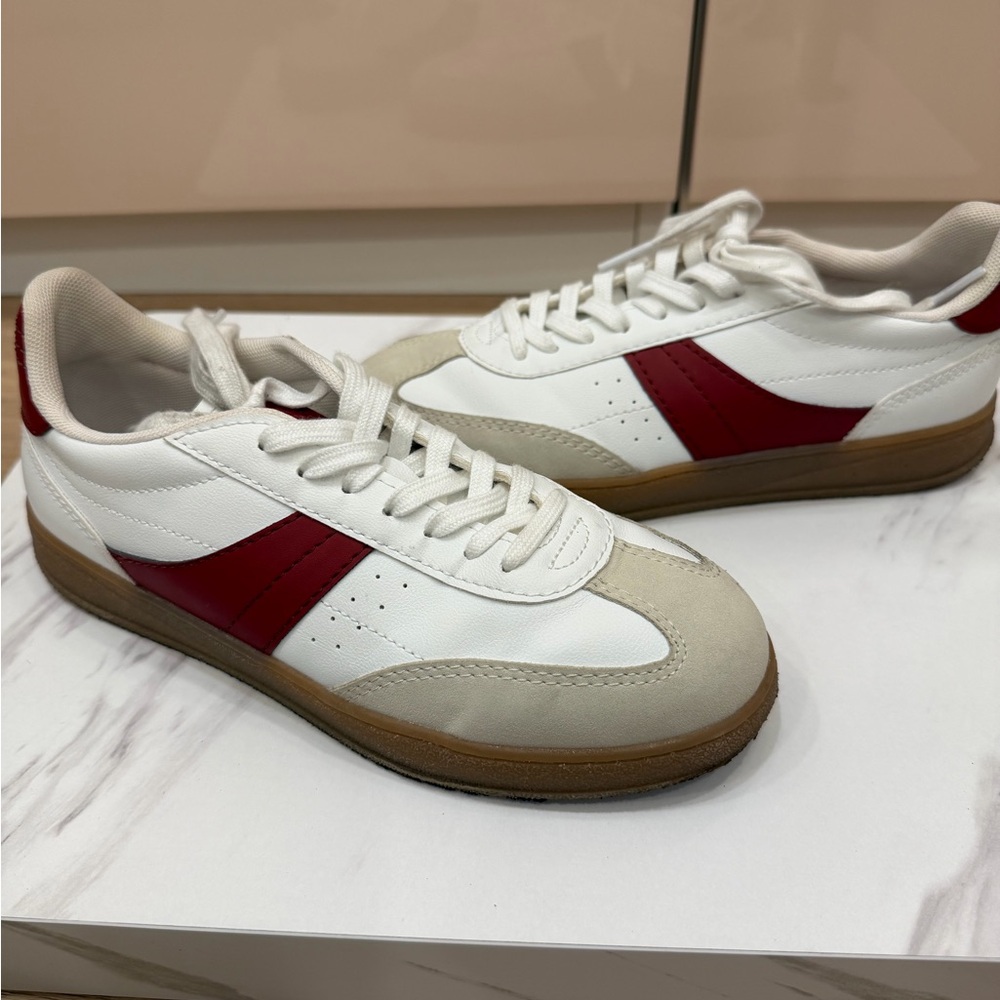 Zara White and Red Kids Sneakers